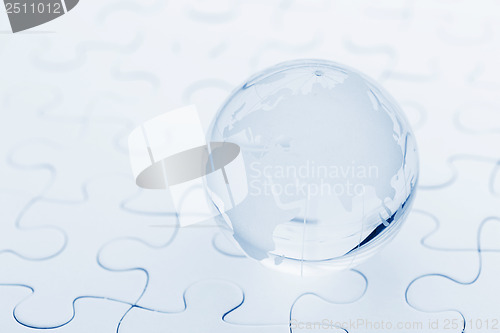 Image of Glass globe ball on puzzle