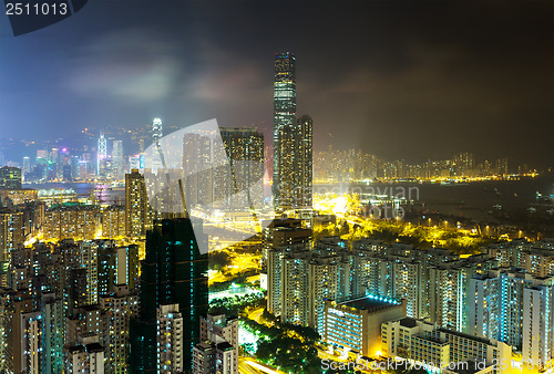 Image of Urban city in Hong Kong at night