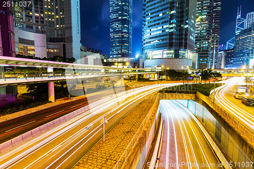 Image of Busy traffic in Hong Kong at night