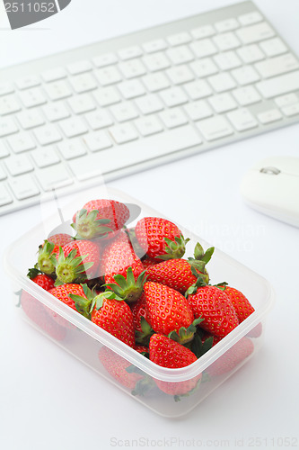 Image of Healthy lunch box on working desk