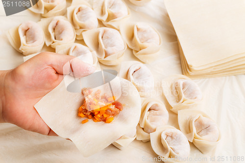 Image of Wrapping of Chinese dumpling