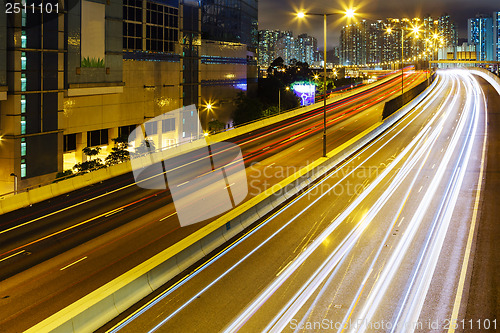 Image of Busy traffic on highway at night