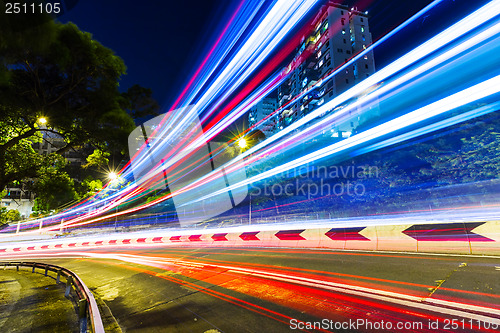 Image of Traffic trail on road