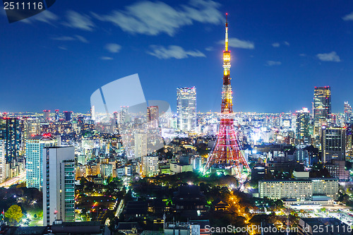 Image of Tokyo city skyline at night 