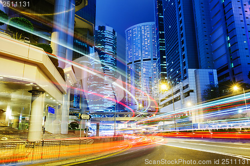 Image of Busy traffic in city at night