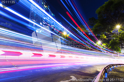 Image of Traffic trail on road