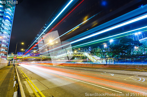 Image of Cityscape with traffic trail