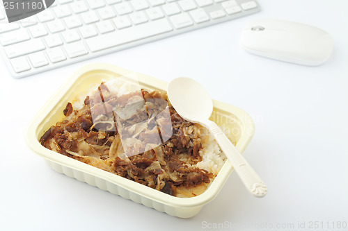 Image of Fast food lunch at office