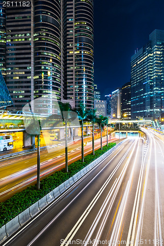 Image of Hong Kong city busy traffic at night