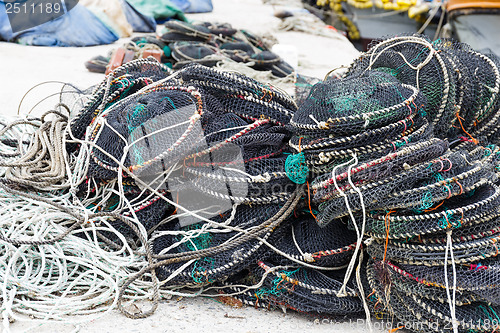 Image of Empty seafood net traps