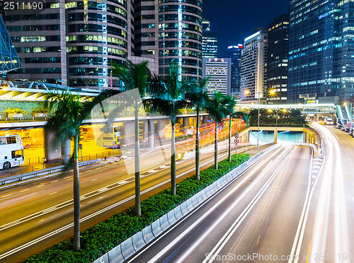 Image of Busy traffic in Hong Kong city at night 