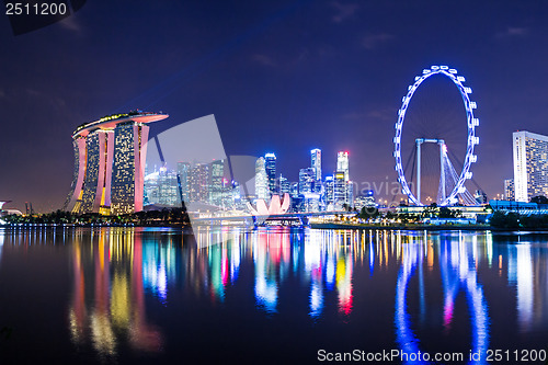 Image of Singapore city skyline at night