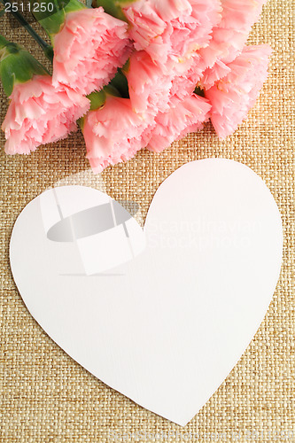 Image of Pink carnation with paper card