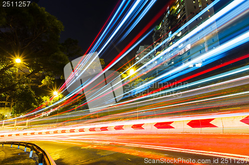 Image of Traffic trail on road