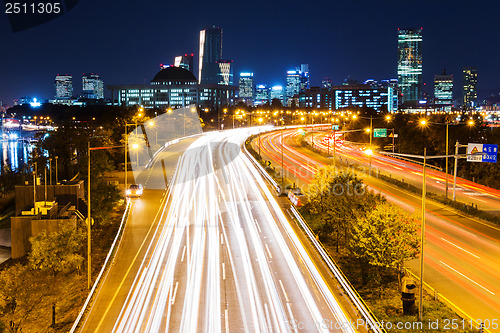 Image of Traffic trail in Seoul city night