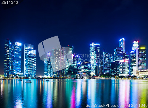 Image of Singapore city skyline at night 