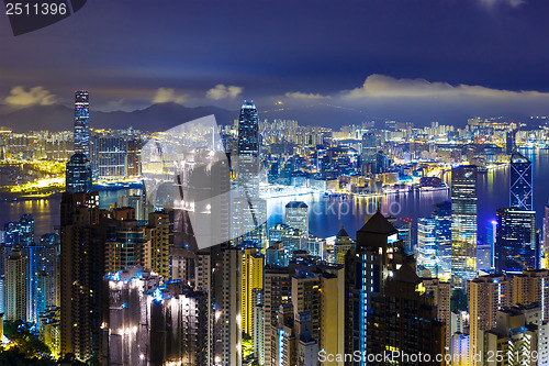 Image of Cityscape in Hong Kong at night