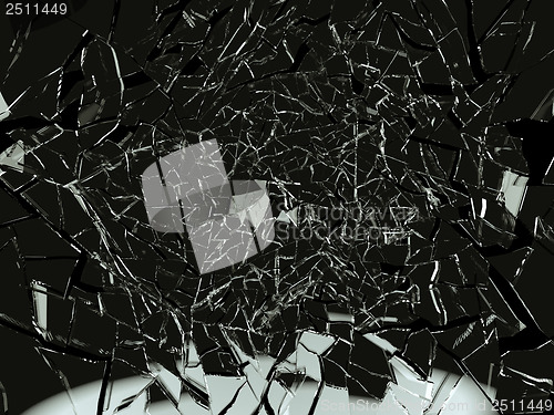 Image of Crime scene Shattered glass over black