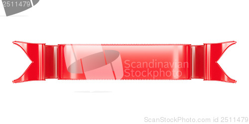 Image of Red ribbon with ripples useful as badge or sticker