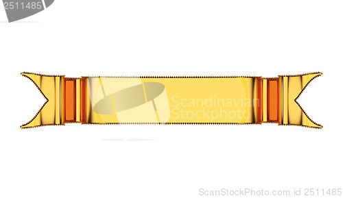 Image of Golden ribbon with ripples useful as badge, emblem or banner