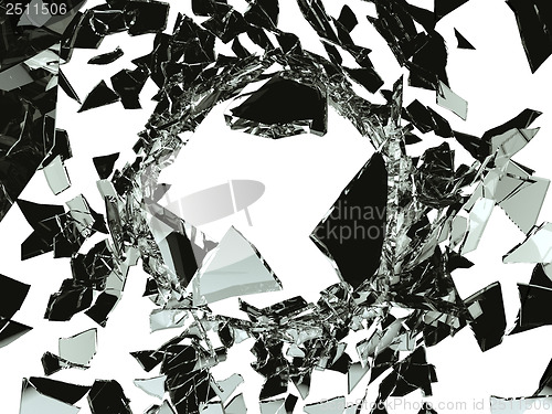 Image of Violence Shattered glass on white background