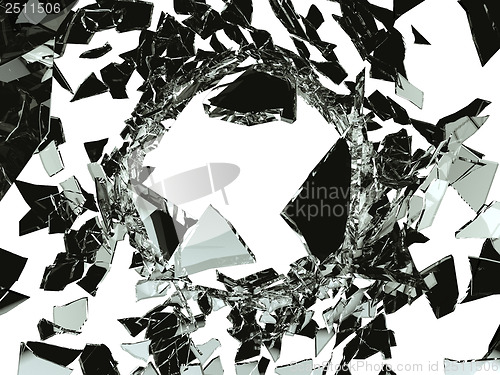 Image of Violence Shattered glass on white background