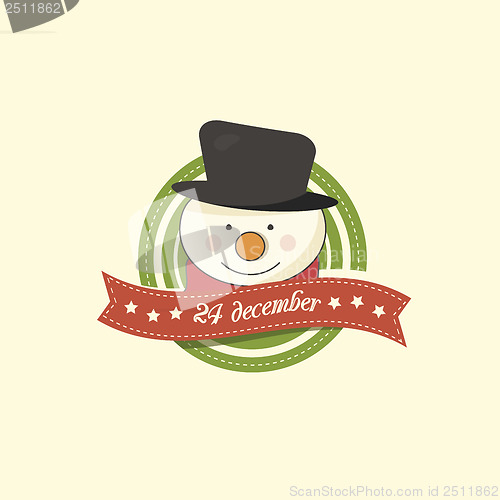 Image of Christmas label with a snowman