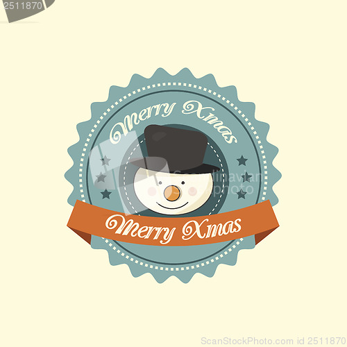 Image of Christmas label with a snowman