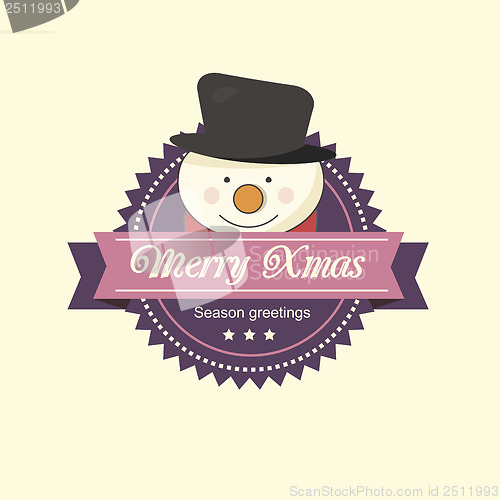 Image of Christmas label with a snowman