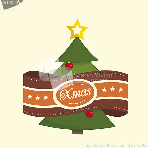 Image of Pine tree christmas label