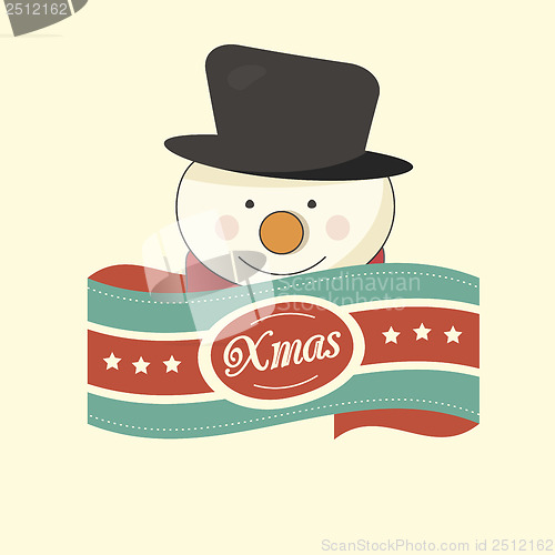 Image of Christmas label with a snowman