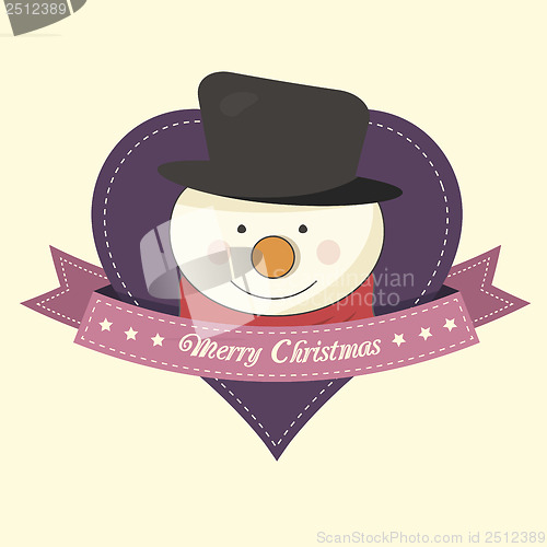 Image of Christmas label with a snowman