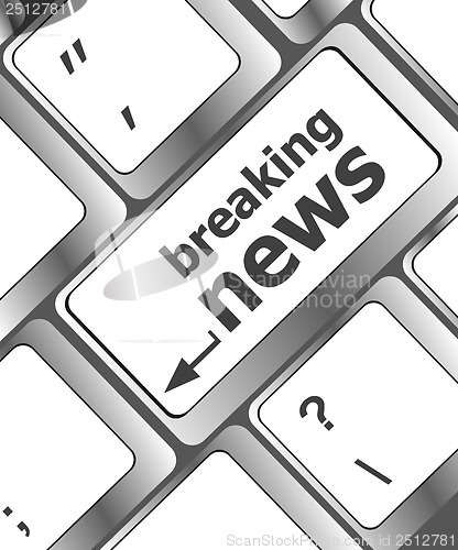 Image of breaking news button on computer keyboard pc key