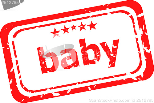 Image of baby word on red rubber grunge stamp