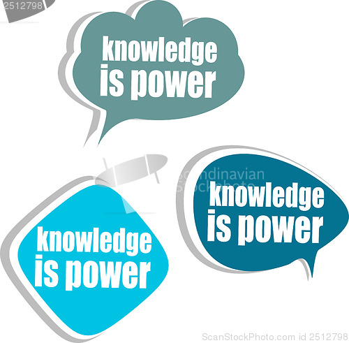 Image of knowledge is power. Set of stickers, labels, tags. Template for infographics