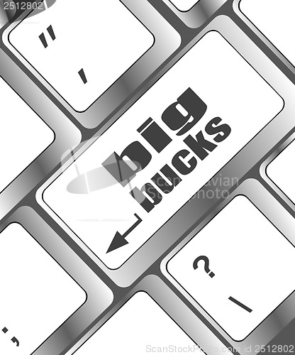 Image of big bucks on computer keyboard key button