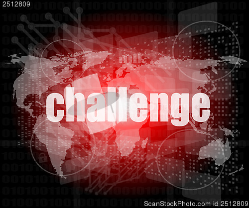 Image of Marketing concept: words challenge on digital screen