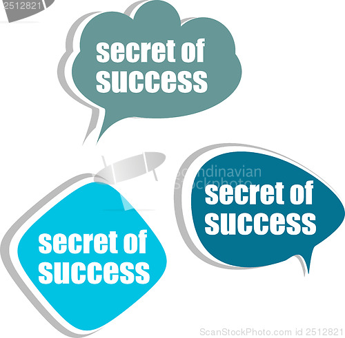 Image of secret of success. Set of stickers, labels, tags. Business banners, Template for infographics