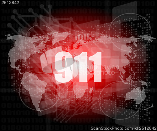 Image of 911 words on digital touch screen interface