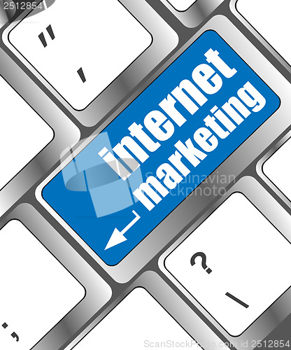 Image of online marketing or internet marketing concepts, with message on enter key of keyboard key