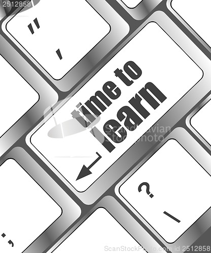 Image of time to learn - close up view on conceptual keyboard