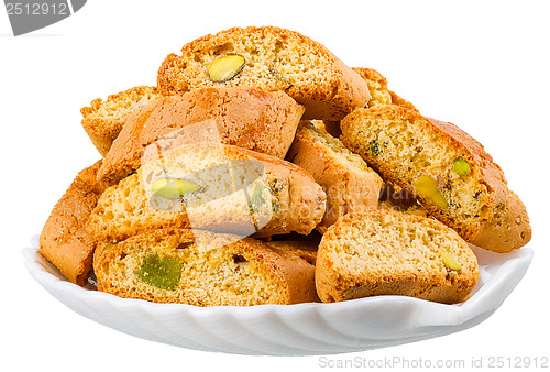 Image of hard, dry biscuit with pistachios