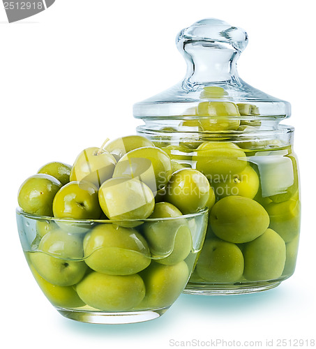 Image of Olives in a glass , Preserved vegetables composition