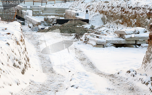 Image of Laying the foundation in the pit.