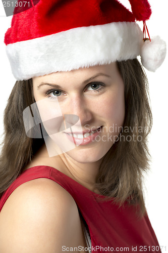 Image of Portrait Smiling Santa Woman