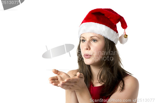 Image of Santa woman with hands at face