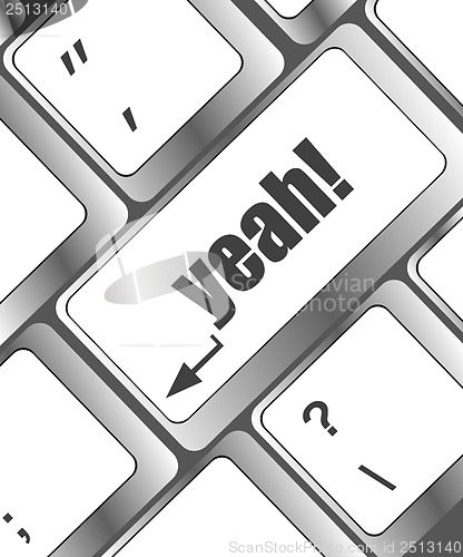 Image of yeah word on computer keyboard key