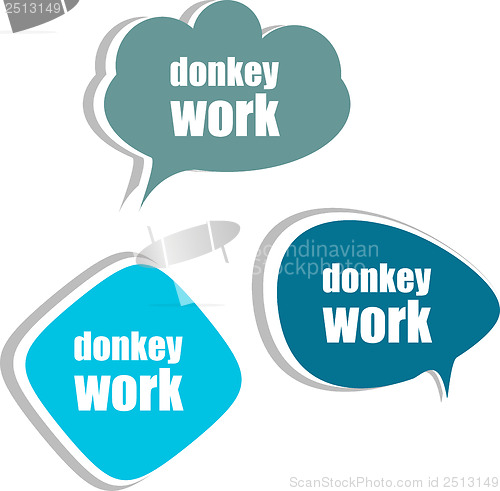 Image of donkey work. Set of stickers, labels, tags. Template for infographics