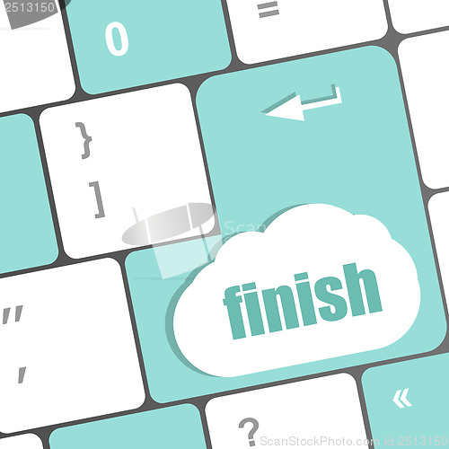 Image of finish button on black internet computer keyboard