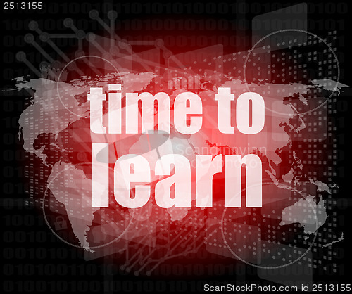 Image of illustration of touch screen with time to learn words